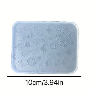 TEMU 1개 별 모양 실리콘 레진 몰드 - DIY 키체인 & 주얼리 액세서리용 다색 꽃 디자인, 핑크와 블루 장식이 있는 직사각형 액체 레진 주조 몰드, 레진용 실리콘 몰드