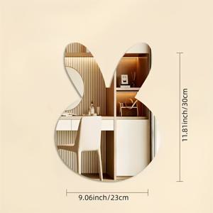 TEMU 1pc 만화 토끼 귀 아크릴 거울 벽 스티커, DIY 자체 접착 벽 장식 거울, 세탁, 메이크업 및 의류 시범에 적합, 침실, 거실, 욕실, 장식 장식에 적합