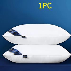 TEMU 1pc 럭셔리 5성급 호텔 품질 베개 - 깊은 수면 목 지원, 무너지지 않음, 올 시즌, 고밀도 폴리에스터 코어, 저자극 커버, 기계 세탁 가능, 현대적인 디자인으로 가정 및 호텔 사용, 수면용 베개, 편안한 수면, 우아한 침구, 부드러운 질감