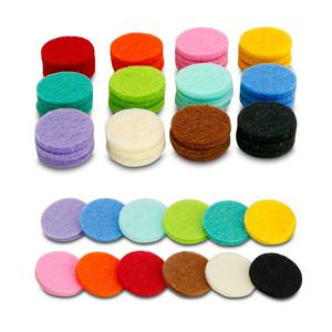TEMU 30mm 에센셜 오일 디퓨저 목걸이용 컬러풀 펠트 교체 패드 48개 세트, 아로마테라피 펜던트 리필 12가지 생생한 색상(빨강, 주황, 노랑, 초록, 파랑, 보라, 흰색, 검정, 갈색, 회색, 분홍) - 0.87인치, DIY 쥬얼리 및 차량 통풍구 클립에 적합