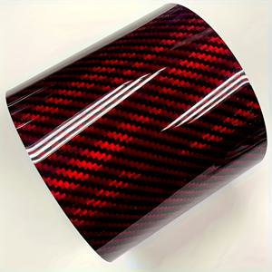 TEMU 1개 고광택 레드, 블랙, 실버 홀로그래픽 카본 파이버 비닐 랩 - DIY 자동차 & 노트북 데칼 스티커 - 자체 접착식 카본 파이버 무지개 필름