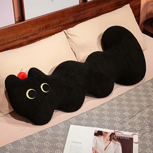 TEMU 만화 고양이 롱 베개, 부드럽고 편안함, 지퍼 잠금 장치, 탈착식 세탁 가능, 침대 및 소파용 쿠션으로 사용 가능|쇼파쿠션