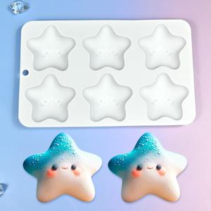 TEMU 모스트솜 3D 실리콘 별 모양 디저트 몰드 - 케이크, 무스, 초콜릿, 비누 & 목욕 폭탄용 귀여운 만화 베이킹 몰드 - 붙지 않음, 쉬운 탈형, 재사용 가능, 휴일 및 파티 간식용 6구 머핀 팬