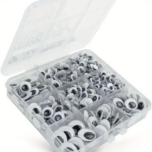 TEMU 560개 자체 접착식 윙글리 구글 아이즈 - 6mm 8mm 10mm 12mm 혼합 사이즈, 블랙 & 화이트 공예용 눈, DIY 의상, 파티 장식, 학교 프로젝트용 - 정리된 보관함, 장식적 공예, 의상 액세서리, 생동감 있는 외모, 재미있는 디자인, 내구성 플라스틱, 쉬운 부착