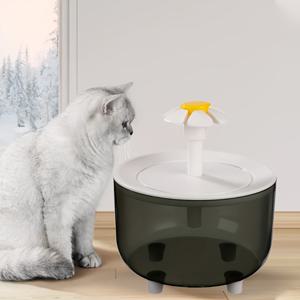 TEMU 고양이 & 개용 자동 꽃 모양 물 분수 - USB 전원 대용량 위생적 음료분수, 화이트 플라워 디자인, 배터리 불필요, 투명 수조, 방수 설계, 다중 애완동물 가정용