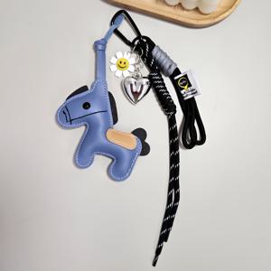 TEMU PU 가죽 말 키체인 레진 스마일 페이스 참 - 귀여운 동물 지갑 액세서리, 여성 선물용 카와이이 마블|키링|키링부자재