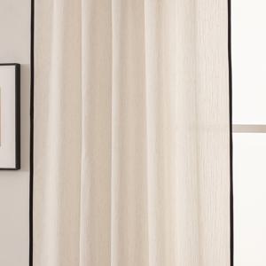 TEMU 1pc 프랑스 스타일 반투명 커튼 블랙 엣지 - 우아한 거실 및 침실 장식, 막대 포켓 디자인, 폴리에스터 재질, 발코니 또는 대형 창문에 이상적, 거실용 커튼|커튼봉