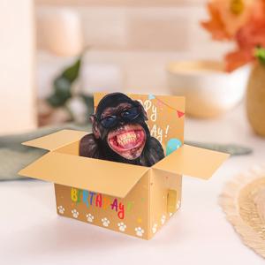 TEMU 1개 섬세한 유머러스 고릴라 3D 카드, 뒷면에 글쓰기 공간이 있는 재미있는 생일 축하 팝업 카드 및 봉투 포함, 파티 초대장, 홈 데코
