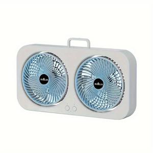 TEMU 2-in-1 듀얼 헤드 휴대용 USB 팬, 소프트 터치 제어, 충전식 배터리, 3단계 조절 가능, 실내/실외 사용, 후크 및 스탠드 포함, 사무실, 침실, 야외, 캠핑, 캠핑 장비에 적합 | 현대적인 미학 | 내구성 있는 구조|캠핑선풍기