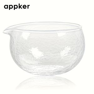 TEMU appker 1개 질감 있는 유리 말차 그릇 - 녹슬지 않는, 투명한 일본식 차 의식을 위한 & 샐러드 혼합용, 레스토랑 및 가정에 적합, 크리스마스 축제 선물 아이디어, 우아한 말차 그릇 | 내구성 있는 유리 그릇