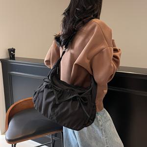 TEMU 여성용 우아한 경량 크로스바디 토트백 - 조절 가능한 어깨끈, 지퍼 클로저, 내구성 있는 나일론 소재와 논-우븐 안감 - 출퇴근, 여행, 업무용 - 아미 그린, 화이트, 핑크, 블랙 색상, 오일드 디테일링, 디자인, 튼튼한 구조, 여성 패션|크로스백|토트백|에코백