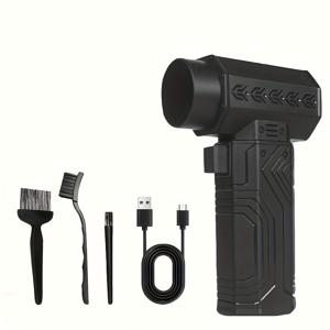 TEMU 강력한 휴대용 터보 제트 팬 공기 송풍기 세트, 70m/s 풍속, 타입-C 고속 충전, 2500mAh*4 배터리, 눈 제거, 건조, 바비큐, 캠핑 등에 사용 가능한 브러시리스 모터, 휴대용 공기 송풍기 | 다기능 팬 | 하이테크 블로워|캠핑선풍기