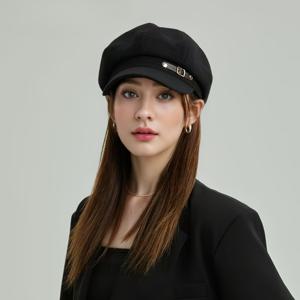TEMU 여성용 영국식 코리안 스타일 옥타곤 베레모 모자 - 레트로 페인터 디자인, 얼굴을 돋보이게 하는 핏, 자외선 차단 & 사계절 활용 가능한 여행 출퇴근 캐주얼 의상 (블랙/베이지/브라운), 다목적 패션 액세서리, 구조적인 헤드웨어, 고품질 공예, 세련된 캡, 데일리 웨어