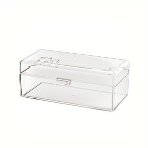 TEMU 뚜껑이 있는 투명 아크릴 메이크업 정리함 - 가벼우며 투명한 디자인으로 쉽게 보일 수 있음 - 립스틱, 아이섀도우, 브러시, 스폰지에 적합 - 공간 절약형 카운터탑 보관 솔루션, 메이크업 반려 데스크