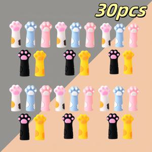 TEMU 20개/30개 고양이 발톱 연필 커버, 연필 머리, 학생용 기구 보호 커버, 실리콘으로 제작, 사무용품에 적합합니다.