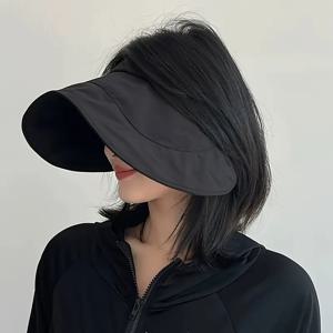 TEMU 여성용 통기성 접이식 선하트 - 조절 가능한 스트랩, 검은색 & 흰색 에그 롤 디자인, 경량 &, 야외 활동, 여름, 접이식 모자, 탄성 클로저 모자에 적합