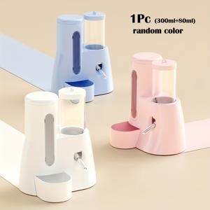 TEMU 1개 햄스터 자동 급수기 및 사료 그릇 세트, 넘어짐 방지 디자인 + 300ml 사료 용기 + 80ml 물병 (랜덤 컬러)