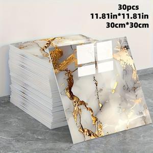 TEMU 30개 세트 자가접착 대리석 벽 타일 - 30.0cm x 29.99cm, PVC 폼 주방 및 욕실 테일게이트, DIY 절단 가능, 혼합 색상, 현대적 장식용 | 패션 타일 패턴 | PVC 바닥 타일