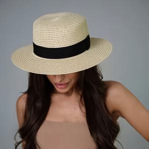 TEMU 여성용 아웃도어 스트로 햇, 여름 모자, 해변 휴가와 스타일링에 적합한 자연스러운 통기성 캐주얼 모자