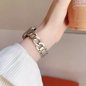 TEMU 스타일리시 메탈 비즈니스 스마트 밴드, iWatch 울트라 1-8 시리즈 호환 (38mm/40mm/41mm/42mm/44mm/45mm), 내구성과 패션 감각의 남녀 공용 애플워치 스트랩, 액세서리 팔찌 스타일