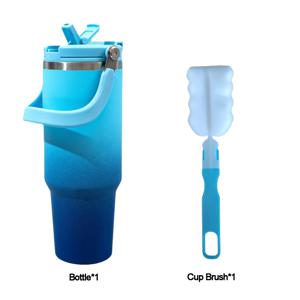 TEMU 1pc 900ML/30o 스테인레스 스틸 그라디언트 보온 보냉 스포츠 물병, 손잡이 및 빨대, 누출 방지 뚜껑, 뜨거운 물과 차를 유지하는 남성과 여성을 위한 학교 여행 컵|트래블보틀