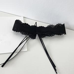 TEMU 1개 여성용 레이스 & 리본 조절 가능한 와이드 벨트 - 드레스, 스커트, 캐주얼, 결혼식, 파티용 레트로 스위트 스타일 패션 액세서리 (블랙 & 브라운), 웨딩 의상, 파티 액세서리, 세련된 장인정신의 보우 디테일 벨트