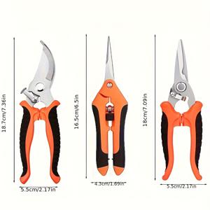 TEMU 3pcs 정원 가위 세트 - 스테인레스 스틸, 전문가용으로 편안한 손잡이가 있는, 노동 절약 고압 스프링, 효율적인 정원 작업을 위한 현대적인 금속 블레이드 트리머