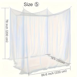 TEMU 대형 캠핑 모기장 텐트 - 79x79x86인치, 최대 통풍을 위한 300D 메쉬로 제작된 내구성 있고 쉬운 설치, 4점 걸이 시스템 장착, 화이트 캠핑 모기장, 야외 및 실내 사용에 적합한 더블 침대용