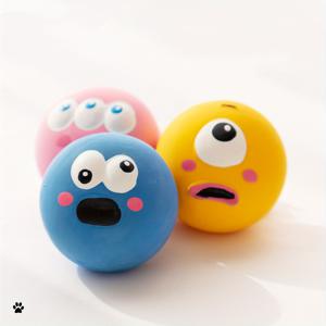 TEMU 3Pcs/set 개 울음 소리 장난감 귀여운 큰 눈 디자인, 애완 동물 튼튼한 고무 깨물기 이빨 연마 및 청소 공과 지저귀는 개 장난감 공, 상호 작용 훈련 애완 동물 용품
