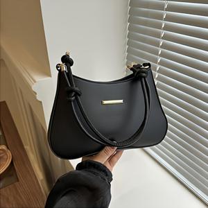 TEMU 여성 패션 스퀘어 핸드백, 지퍼 잠금, 단색, 캐주얼 컴포트 핸드백, 엣지 페인트 디테일, 언라이닝 - 블랙