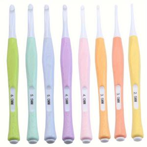 TEMU 8pcs 캔디컬러 ABS 수제 크로셰, 스카프·장갑·모자 및 니트용으로 적합. 인체공학적 설계로 사용감이 편안함