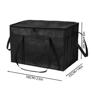 TEMU 1pc Jumbo 79L 접이식 보온 보냉 가방 - 대용량, 아이스 패크 및 식료품을 위한 블랙 메쉬 토트, 내구성이 뛰어난 비직물, 자동차 여행 및 야외 활동에 이상적, 자동차 보냄 가방|얼음주머니