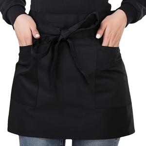 TEMU 셰프 하프 에이프런, 폴리에스터 반신형 에이프런 2포켓, 커피숍 웨이터용 쇼트 스타일