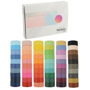 TEMU 0.5인치 폭의 기본 단색 무지개 테이프 60롤, DIY 스크랩북 및 다이어리 장식용 다양한 색상의 쉬운 찢김 와시 테이프 - 사무실 및 학교 용품 테이프