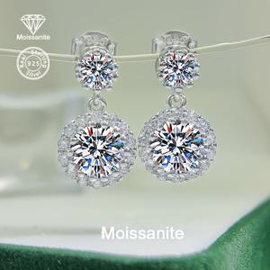 TEMU 925 실버 2CT 모이사나이트 럭셔리 클래식 패션 여성용 귀걸이, 일상 착용 및 생일 선물, 발렌타인데이, 크리스마스, 추수감사절, 새해, 일상 휴가 파티, 결혼식에 적합한 여성 주얼리|귀걸이