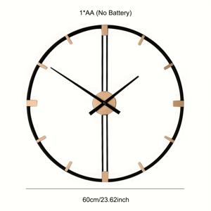 TEMU 1pc 노르딕 스타일 60cm 조용한 벽시계, 금속 아트 데코, 틱하지 않음, 배터리 작동, 1개 AA 배터리 포함, 원형 모양, 거실, 침실, 식당, 카페, 가게, 야외 정원용|벽시계|벽시계