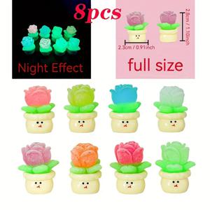 TEMU 8pcs 세트 글래머러스 스타일 레진 미니어처 로즈 포트드 플랜트, 컬러풀한 빛나는 시뮬레이션 꽃, 다용도 룸 데코, 창의적인 DIY 공예, 자동차 실내, 테이블탑, 그리고 걸이 장식에 완벽, 이스터, 추수감사절, 새해, 데이, 그리고 범용 선물에 이상적, 전기 필요 없음