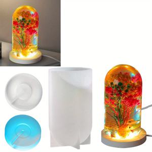 TEMU 꽃 보존용 대형 볼 원통형 실리콘 레진 몰드와 베이스, DIY 나이트 라이트, 데스크탑 장식품, 테이블 램프, 탁상 캔들, 장식에 적합