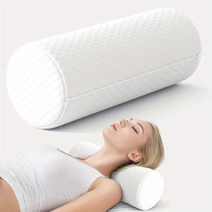 TEMU 원형 경추 롤 베개, 탈착 및 세탁 가능, 수면 중 머리, 목, 등 지원을 위한 인체공학적 디자인, 척추 및 목 지지대에 이상적 - 1 화이트