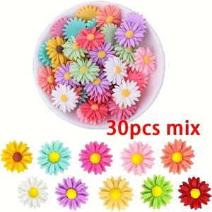 TEMU 30개 혼합 사이즈 릴리 레진 플랫백, DIY 주얼리, 귀걸이, 팔찌, 키체인, 핸드메이드 소품, 휴대폰 및 물병 장식용 - 공예 재료