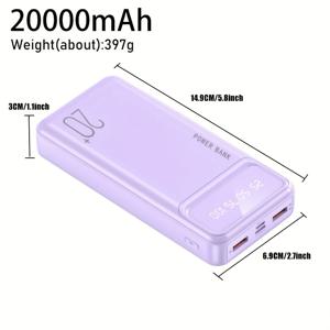 TEMU 비상용 휴대용 파워 뱅크 20000-10000mAh, 2*5V2.1A USB 충전 포트, iOS/ 시스템 사용에 적합, 멋진 외관, 컴팩트하고 가벼움, 휴대하기 쉬움, 안전하고 안정적인 폴리머 리튬 배터리, 크리스마스 선물, 새해 선물|보조배터리