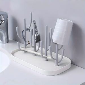 TEMU 4-in-1 병과 컵 건조대 - 보약과 브러시를 위한 보관이 있는 공간 절약 디자인, 주방 또는 유아실에 적합, 모든 계절 사용, 플라스틱 재질, 주방 보관 솔루션|현대 주방 액세서리|내구성 있는 플라스틱 랙, 병 보관 정리, 컵 홀더