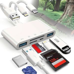 TEMU 메모리 카드 리더, USB OTG 어댑터 및 SD 카드 리더, iPhone/iPad, Android TYPE-C 폰 OTG 컨버터에 적합, USB C 및 USB A 장치, 충전 포트, TF 및 SD 카드 슬롯, SD/TF/SDHC/SDXC/MMC 멀티 기능 카드 리더 지원