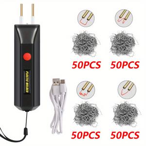 TEMU 100W 플라스틱 용접기 USB 휴대용 MINI 핫 플라스틱 크랙 수리 도구 2in 1 세트 200 용접 못 스테인레스 스틸 수리 자동차 범퍼 문