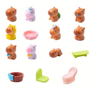 TEMU 15pcs 카피바라 컬렉션 - 집, 사무실, 또는 자동차 장식용 상상력 있는 플라스틱 인형 | 크리스마스, 할로윈, 부활절, 등에 이상적 | DIY 액세서리 포함, 축제 홈 데코 | 재미있는 디자인 | 내구성 있는 플라스틱