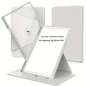 TEMU 삼성 갤럭시 Tab S6 Lite 10.4인치용 360도 회전 스탠드 케이스 - 가벼움, 긁힘 방지, 자동 깨어/잠, 연필 홀더, 내부 포켓이 있는 투명 뒷면, 미끄럼 방지 스탠드, 태블릿용 스탠드 | 조절 가능한 스탠드 | 가벼움