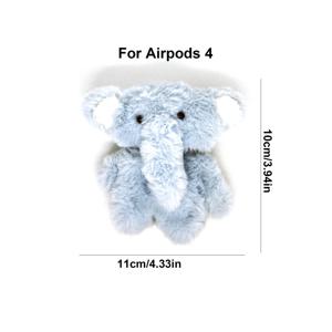 TEMU 1개, 부드럽고 귀여운 깜짝 선물! 플러시 귀여운 코끼리 헤드폰 케이스 (Apple AirPods 시리즈 1-4/Pro 호환), 스크래치 방지 및 충격 보호, 이동 중에도 편안한 스타일리시 액세서리, 완전 보호 소프트 헤드폰 케이스, 패션 포커스, 여자아이 & 패션 애호가를 위한 사랑스러운 아이템|헤드폰