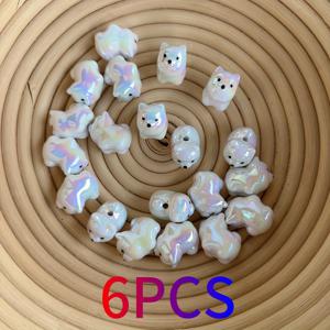 TEMU 6개 아크릴 색상 있는 비즈 양아치와 강아지 인형 DIY 팔찌, 열쇠고리, 보석 만들기, 부활절 장식 - 반짝이는 마감, 귀여운 인형 DIY 장신구