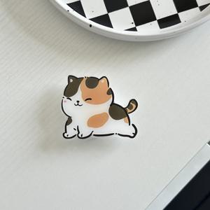 TEMU 2D 평면 귀여운 고양이 폰 케이스 스티커 스탠드 - 접이식 데스크탑 홀더, 카툴린 디자인, 다양한 색상 옵션, 스마트폰 & 태블릿용, 고양이 애호가를 위한 독특한 선물 아이디어, 만화 폰 케이스, 내구성 있는 접착제, 2D 플랫