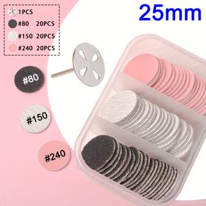 TEMU 60개 샌딩 페이퍼 + 1개 메탈 디스크, 네일 드릴 비트 25mm 페디큐어 디스크 교체용 샌딩 디스크 세트 (#80#150#240 그릿) - 전기 네일 파일 데드 리무버 베이지